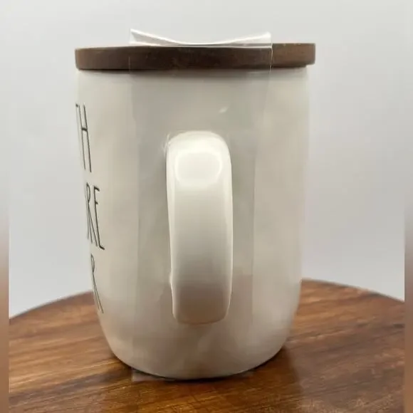 Rae Dunn FAITH BEFORE FEAR Mug Ceramic Coffee Cup Farmhouse Christian Travel Mug - Picture 5 of 5